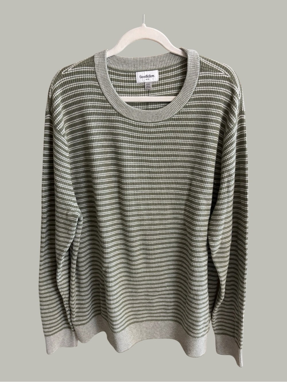 Goodfellow & Co Olive and Cream Ribbed Striped Crewneck XXL NWT